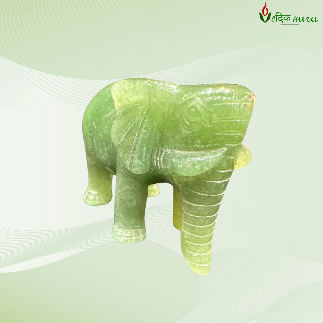 Vedikaura Jade Wisdom Elephant Statue – Strength, Prosperity & Vastu Harmony