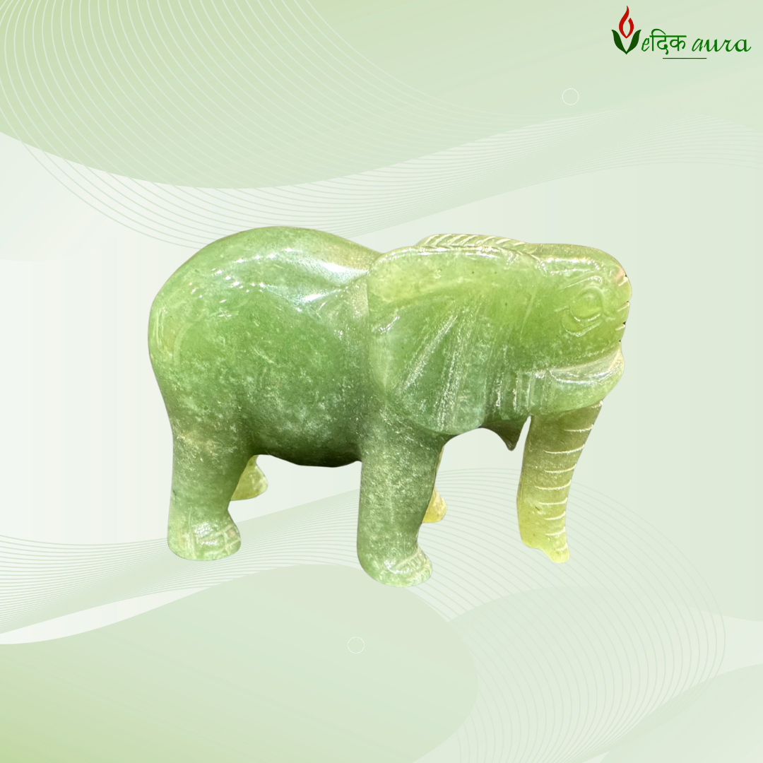 Vedikaura Jade Wisdom Elephant Statue – Strength, Prosperity & Vastu Harmony