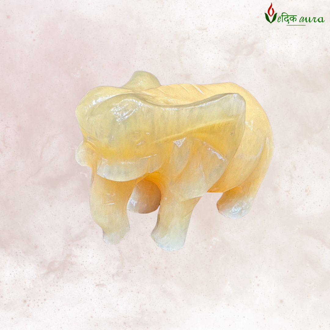 Vedikaura Yellow Agate Prosperity Elephant Statue – Abundance, Joy & Protective Energy