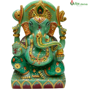 Vedikaura Green Jade Ganesh Ji Idol – Prosperity, Harmony & Healing (9.5")