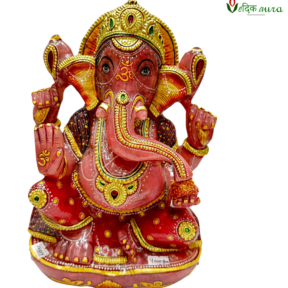 Vedikaura Rose Quartz Ganesh Ji Idol – Love, Compassion & Emotional Healing (8")