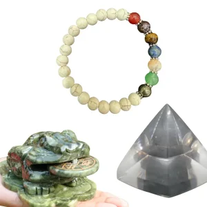 Vedikaura Ambition & Opportunity Manifestation Set – Bracelet, Energy Pyramid & Lucky Frog for Success
