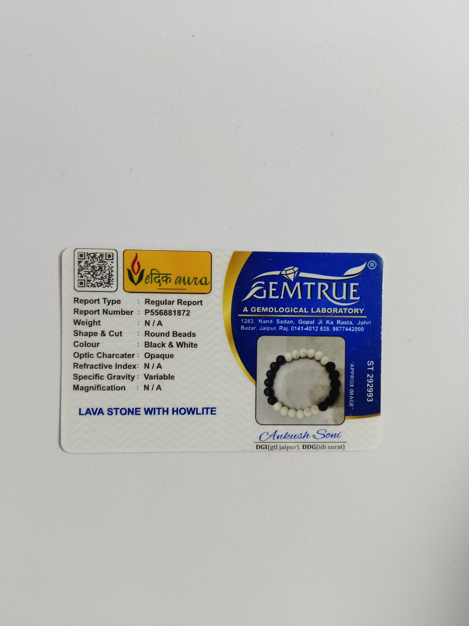 Vedikaura Lava Stone & Howlite Bracelet – Grounding & Calming Energy Bracelet