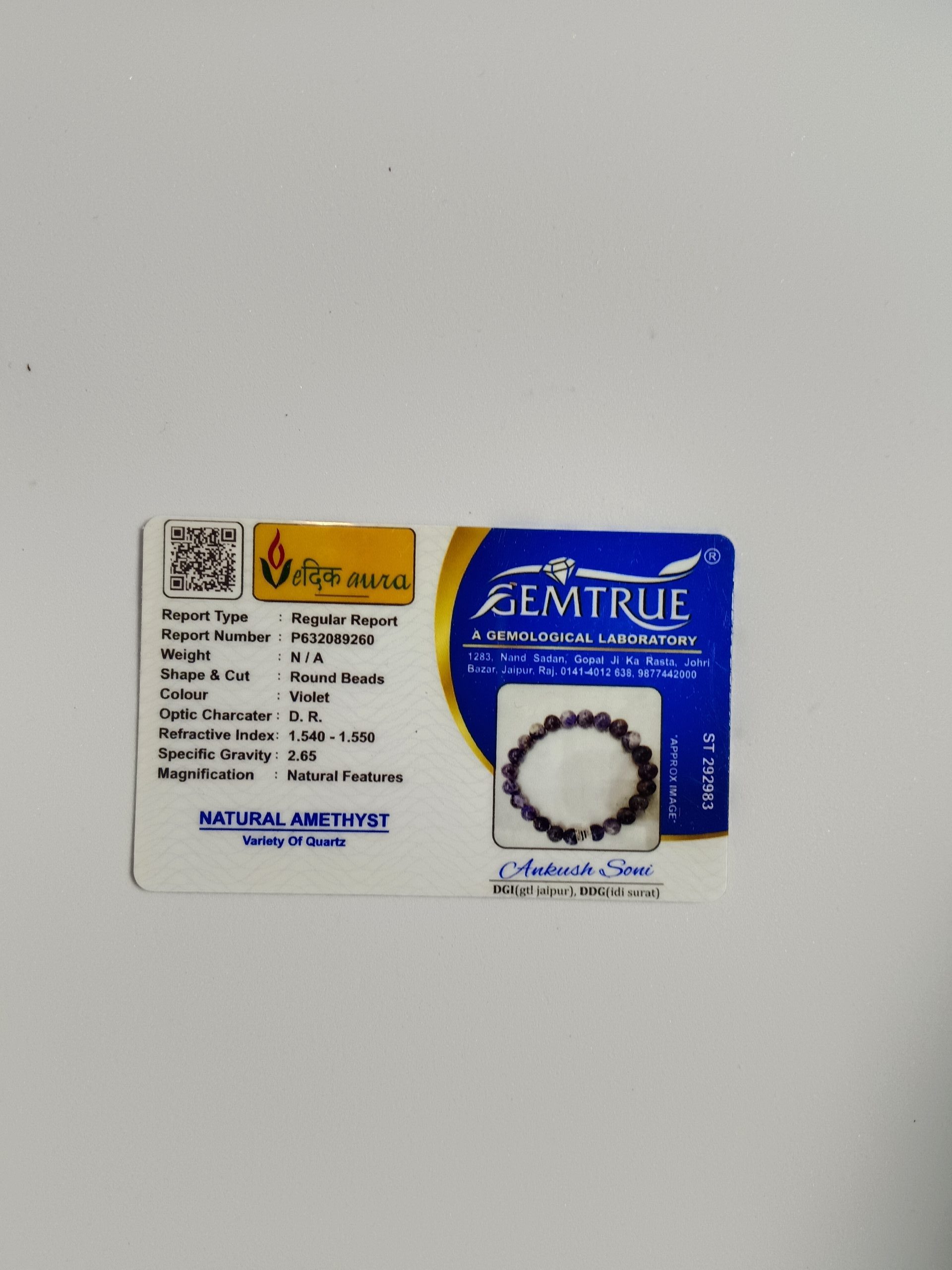 Vedikaura Amethyst Bracelet – Calm & Spiritual Awareness Crystal Bracelet