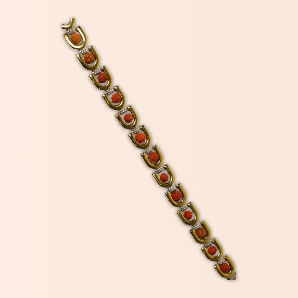 Vedikaura Rudraksh Trishashakti Swiss Metal Bracelet – Powerful Spiritual Protection & Energy Bracelet
