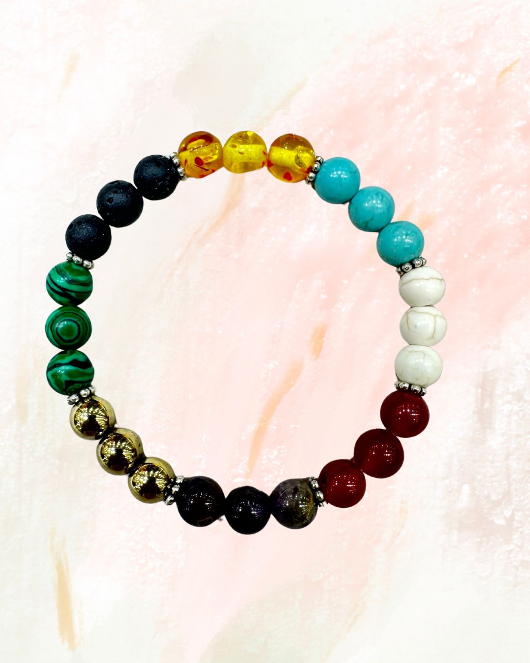 Vedikaura Seven Chakra Bracelet – Balanced Energy with Howlite Soothing Stones