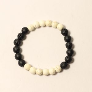 Vedikaura Lava Stone & Howlite Bracelet – Grounding & Calming Energy Bracelet