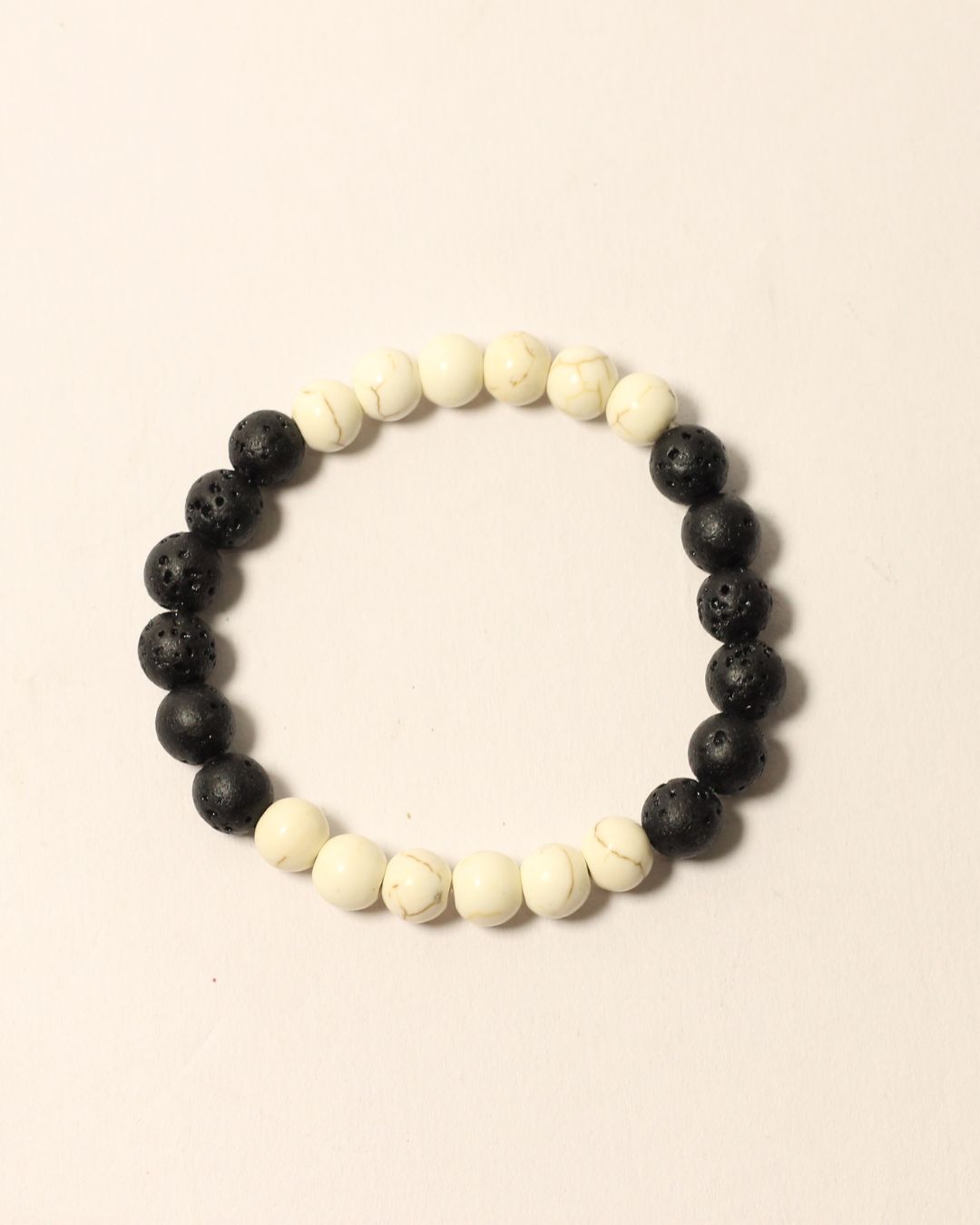 Vedikaura Lava Stone & Howlite Bracelet – Grounding & Calming Energy Bracelet