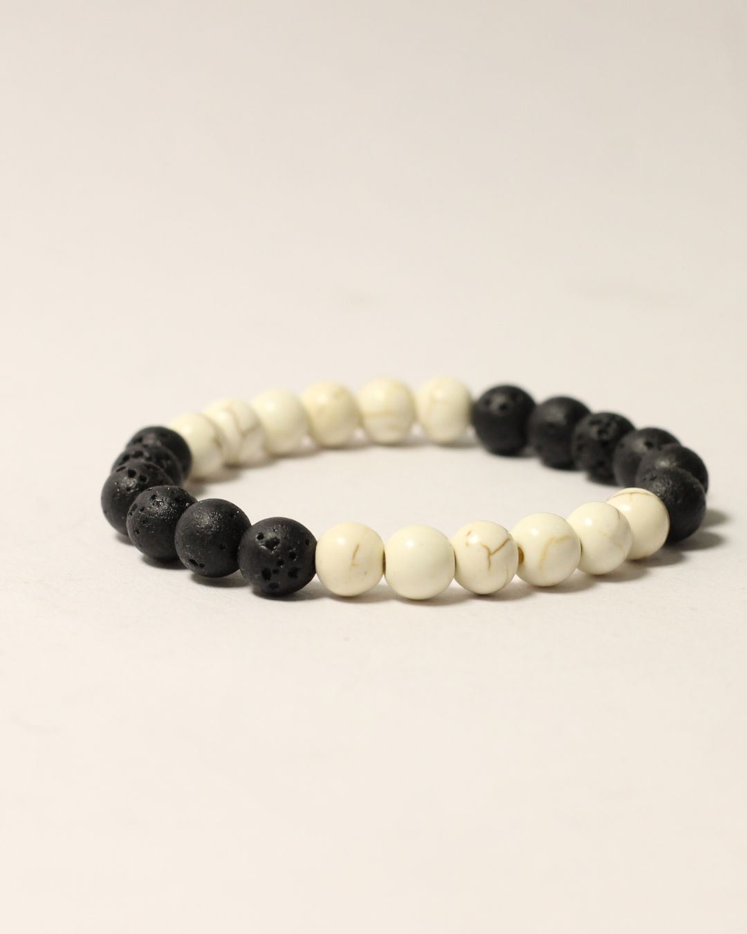 Vedikaura Lava Stone & Howlite Bracelet – Grounding & Calming Energy Bracelet