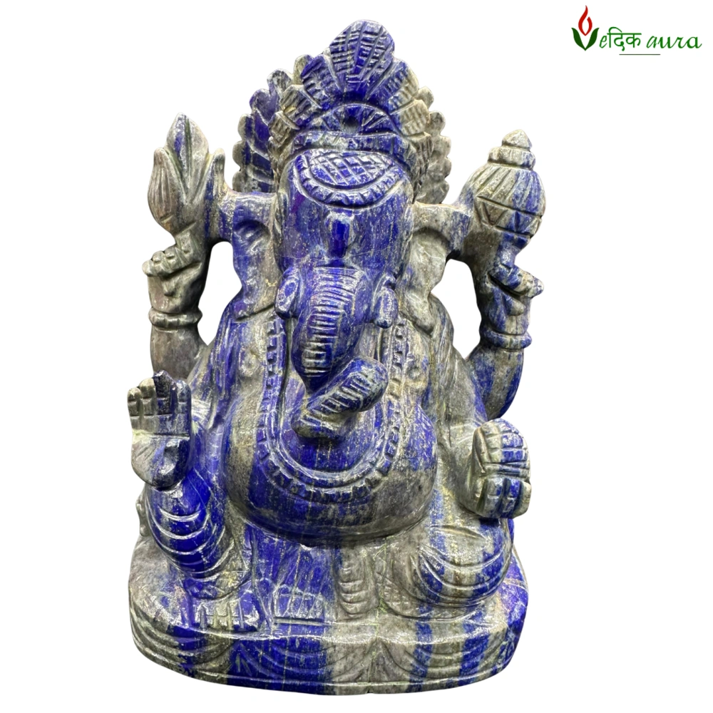 Vedikaura Lapis Lazuli Ganesh Ji Idol – Divine Wisdom & Prosperity (4")