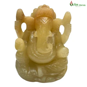 Vedikaura Yellow Agate Ganesh Ji Idol – Joy, Prosperity & Protection (3.5")
