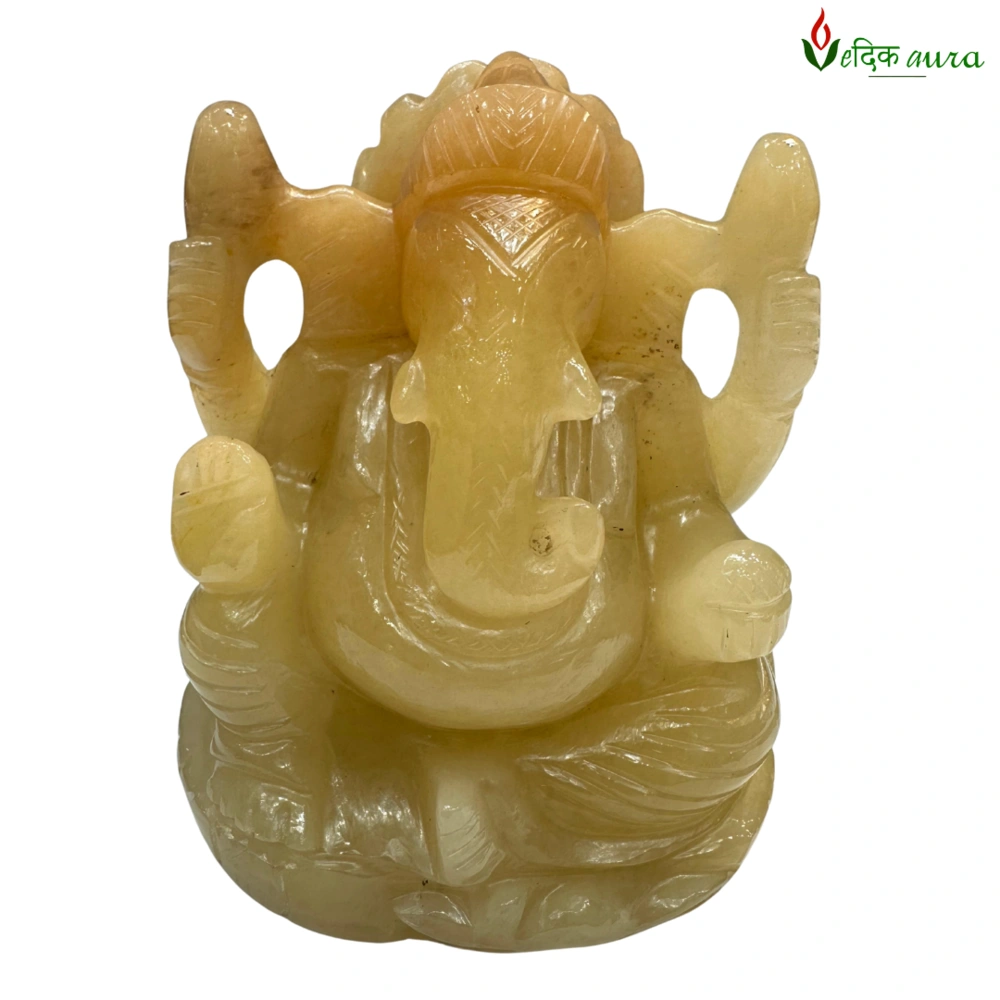 Vedikaura Yellow Agate Ganesh Ji Idol – Joy, Prosperity & Protection (3.5")