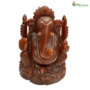 Vedikaura Red Jasper Ganesh Ji Idol – Strength, Stability & Prosperity (3.5")